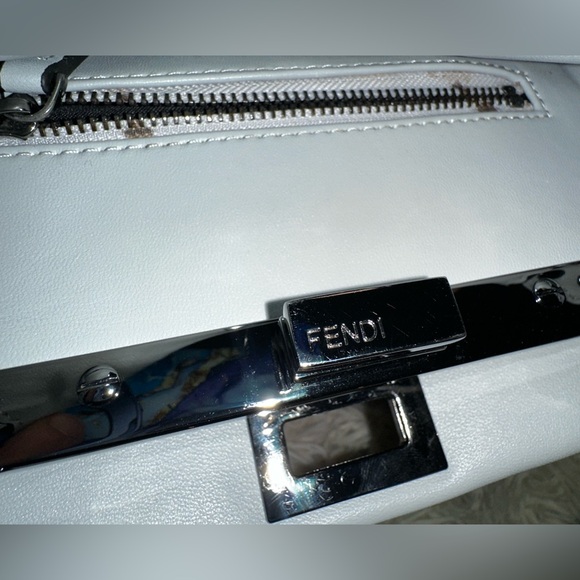 Fendi Peekaboo Mini Light Blue Studded Leather Two Way Top Handle Bag - Picture 14 of 16